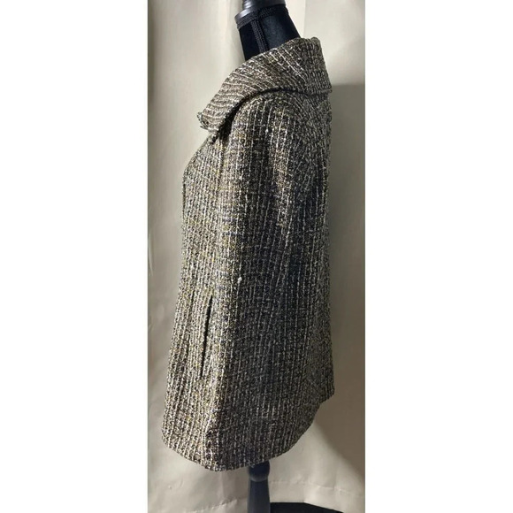 Additions By Chicos Brown Tweed Lined Jacket Coat Large Buttons Up Size 0 S/4 - Picture 5 of 8